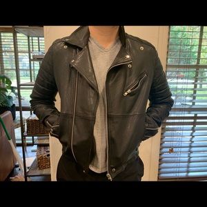 Topman Leather Motorcycle Jacket - size Medium